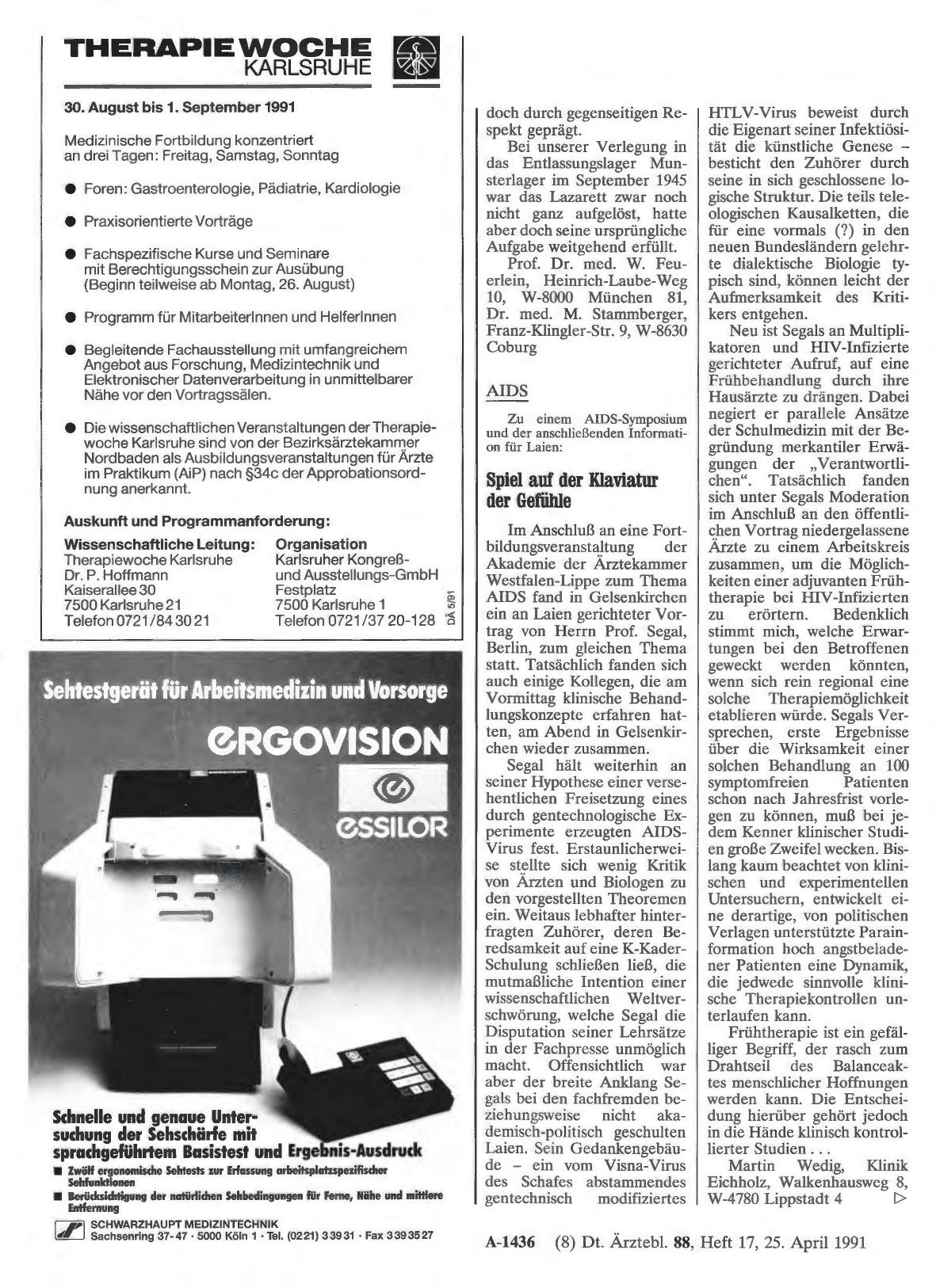 Vorschauseite 1: AIDS: Spiel auf der Klaviatur der Gefühle