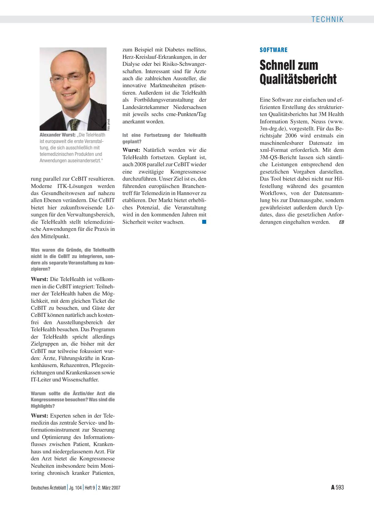Vorschauseite 1: Software: Schnell zum Qualitätsbericht