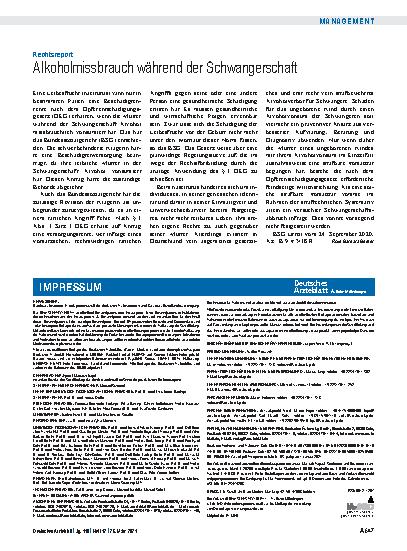 Vorschauseite 1: Rechtsreport: Alkoholmissbrauch während der Schwangerschaft