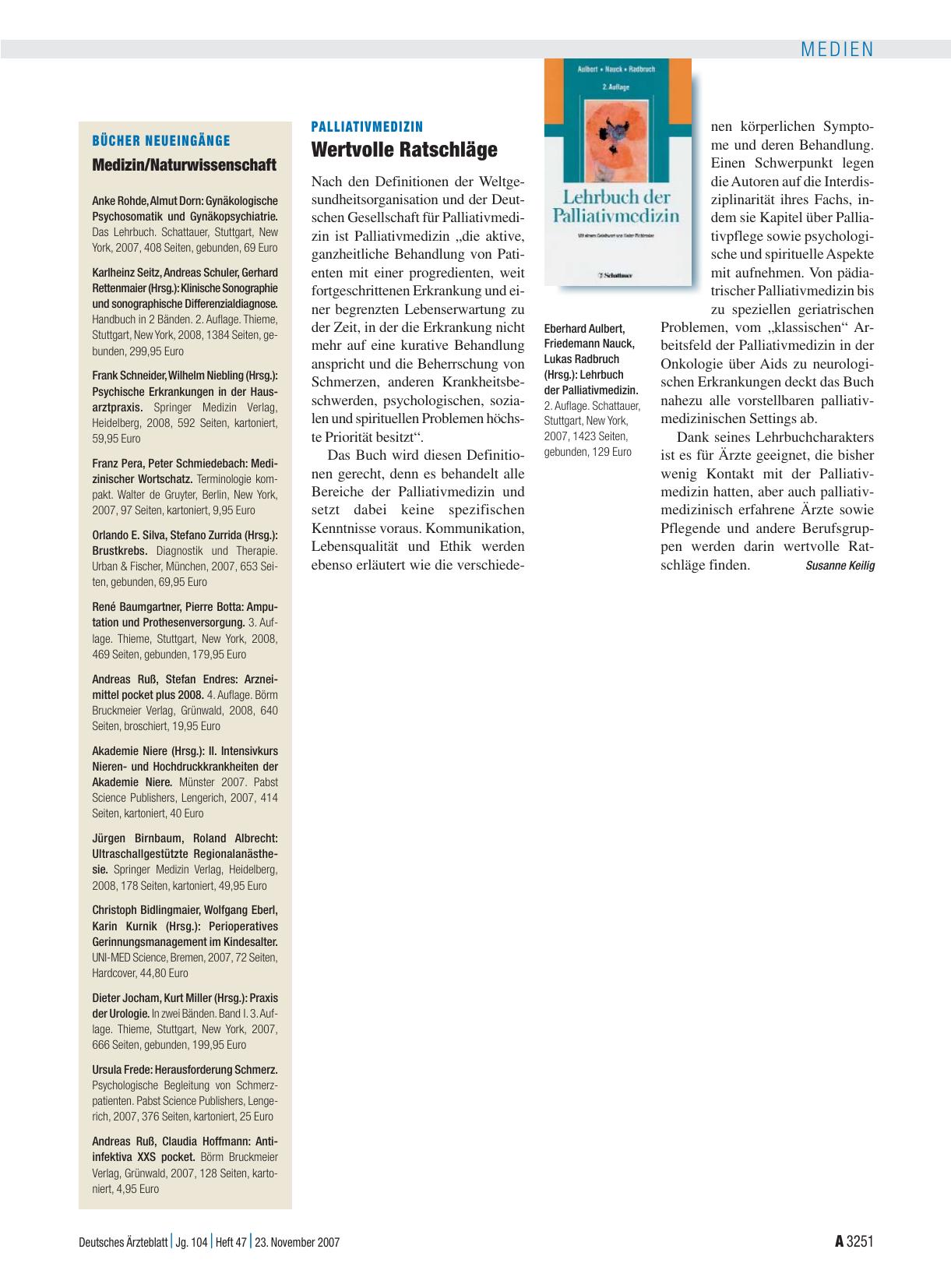 Vorschauseite 1: Bücher Neueingänge: Medizin/Naturwissenschaft