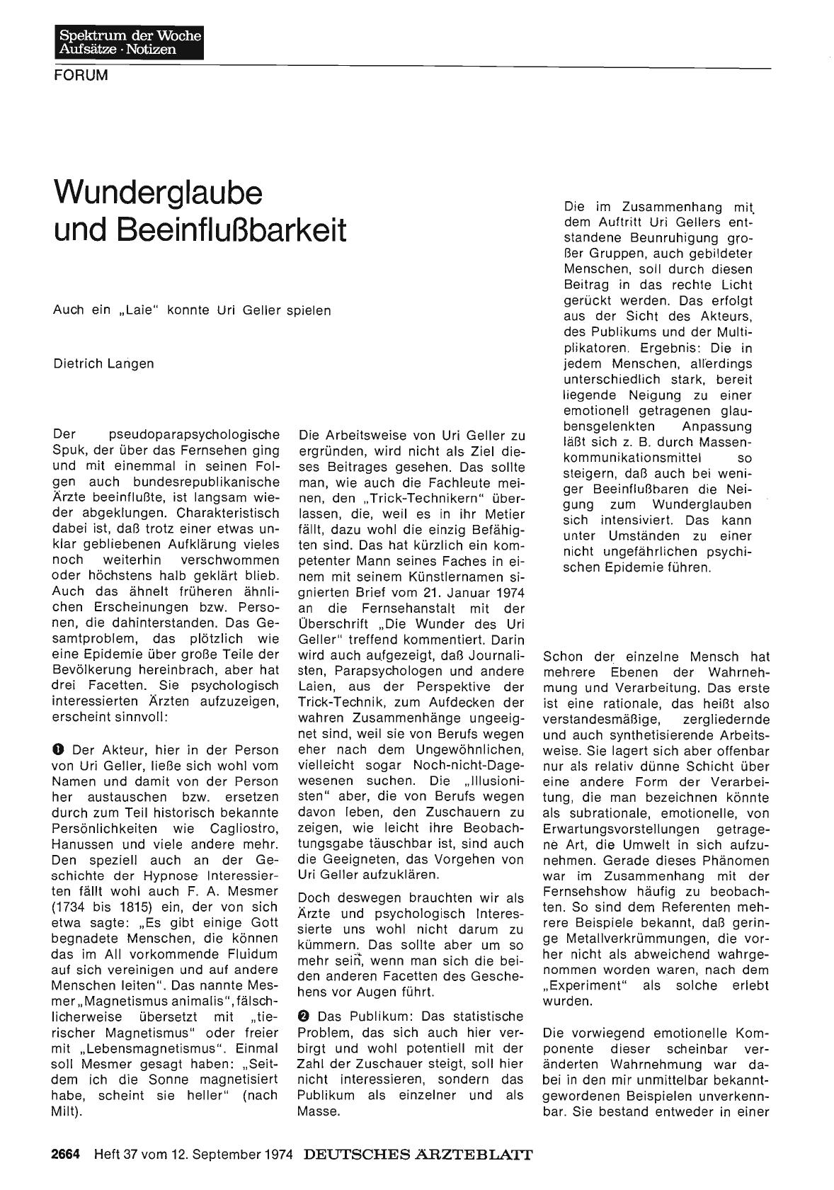 Vorschauseite 1: Wunderglaube und Beeinflußbarkeit