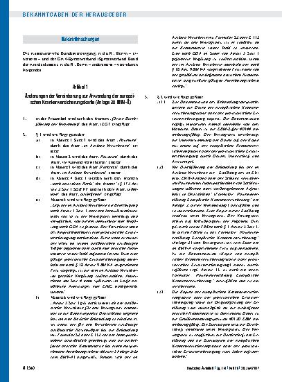 Vorschauseite 1: Artikel 1 – Änderungen der Vereinbarung zur Anwendung der europäischen Krankenversicherungskarte (Anlage 20 BMV-Ä) und Artikel 2 – Inkrafttreten
