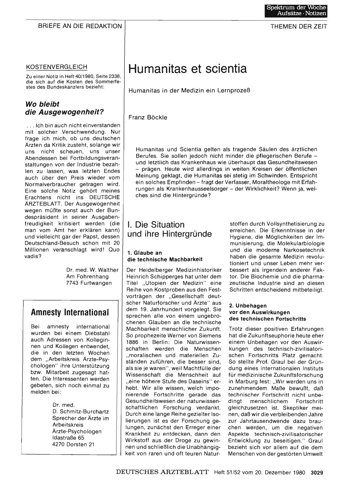 Vorschauseite 1: Humanitas et scientia: Humanitas in der Medizin ein Lernprozeß
