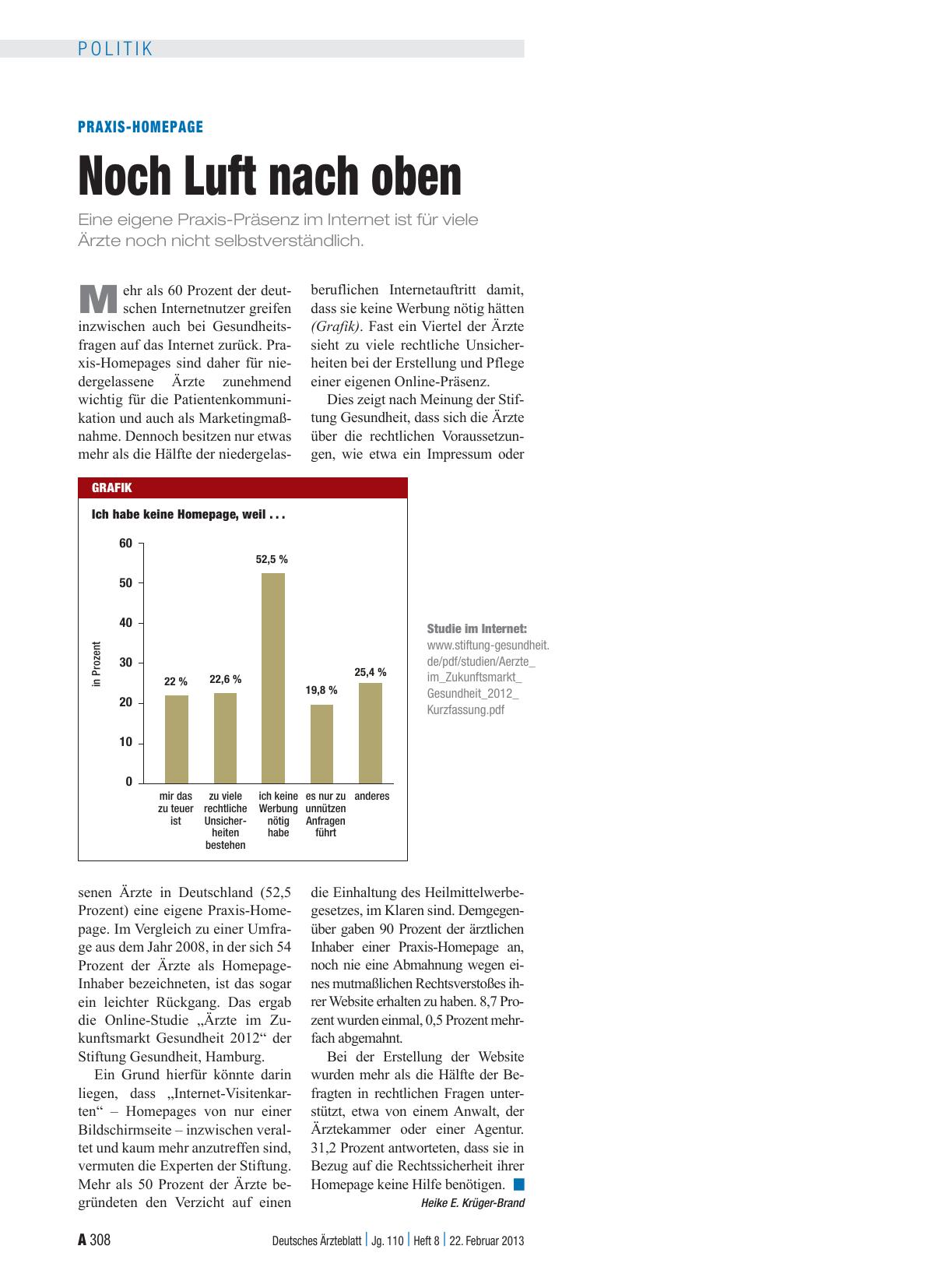 Vorschauseite 1: Praxis-Homepage: Noch Luft nach oben