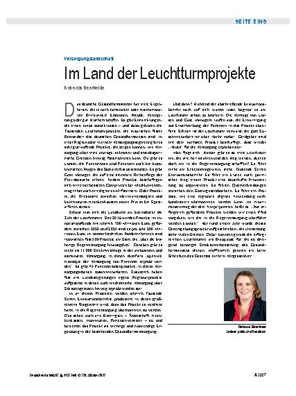 Vorschauseite 1: Versorgungslandschaft: Im Land der Leuchtturmprojekte
