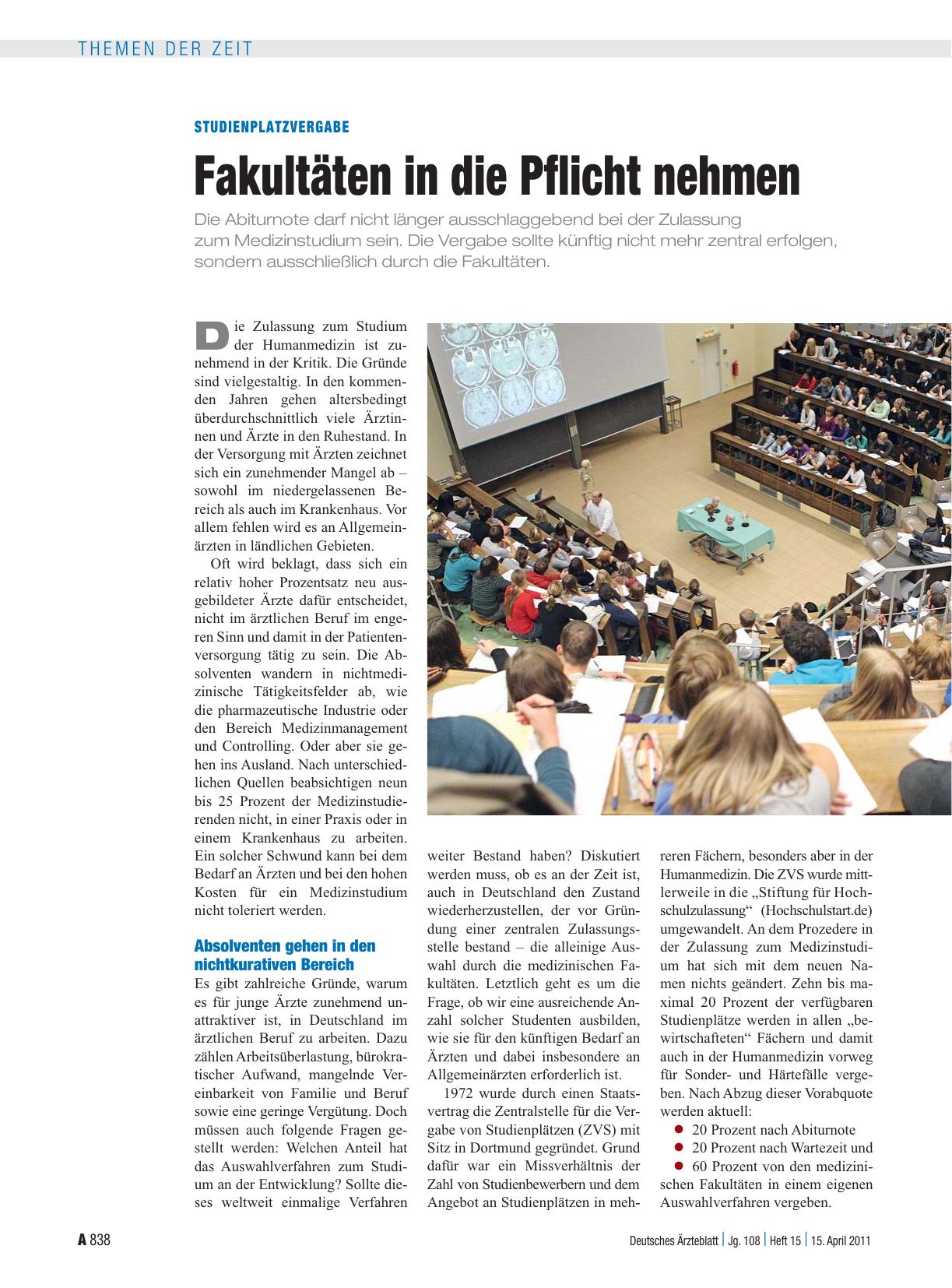 Vorschauseite 1: Studienplatzvergabe: Fakultäten in die Pflicht nehmen