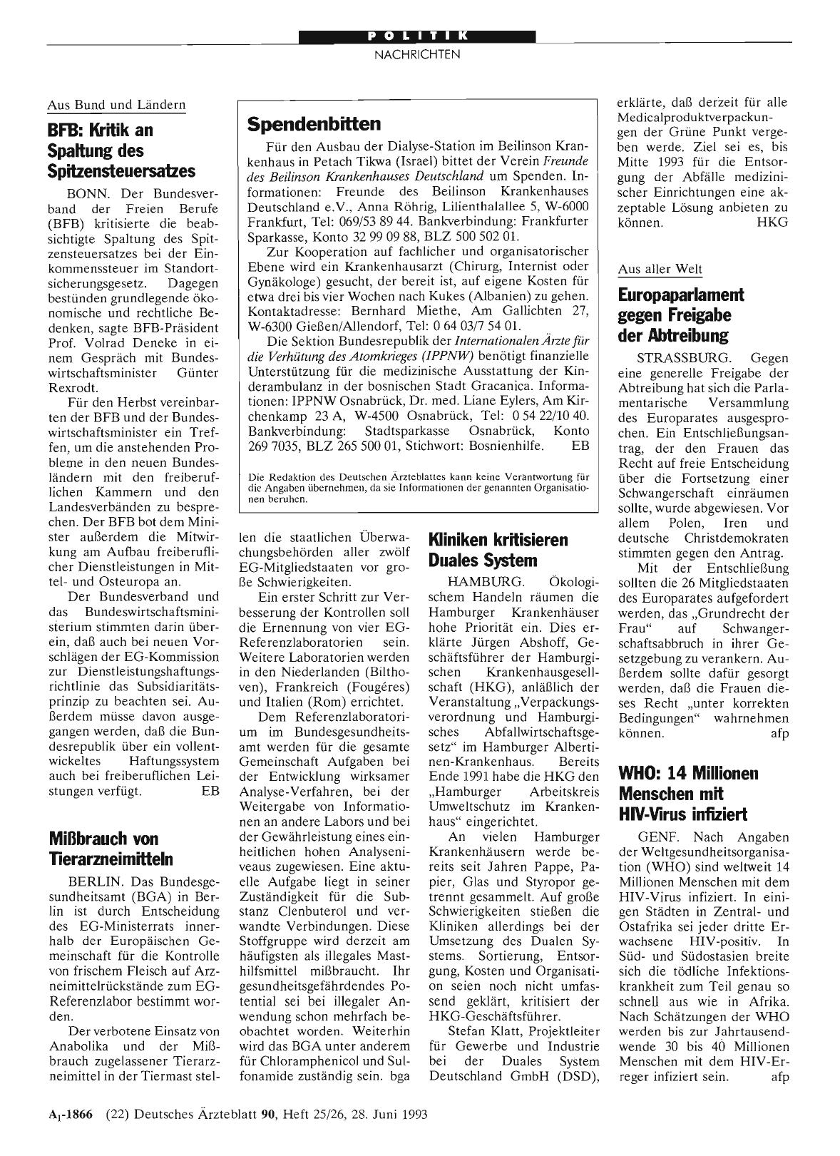 Vorschauseite 1: Kliniken kritisieren Duales System
