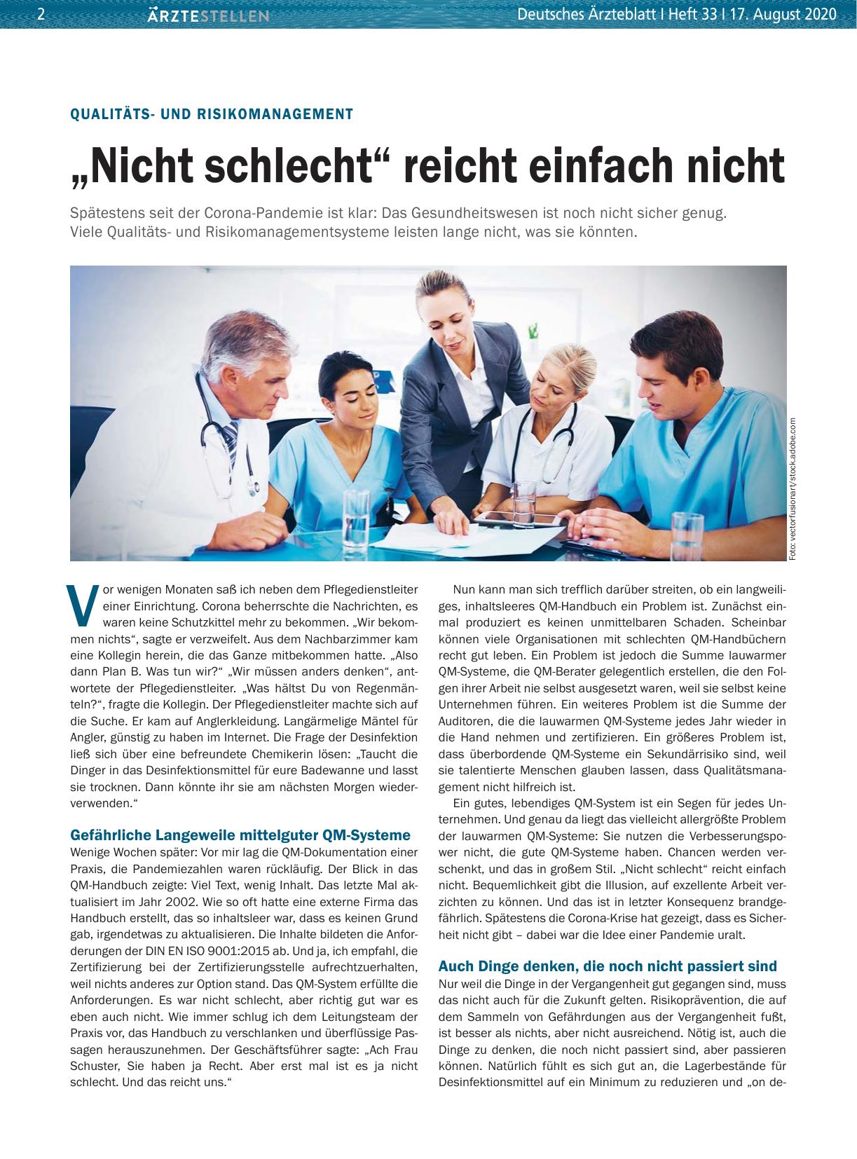 Vorschauseite 1: Qualitätsund Risikomanagement: „Nicht schlecht“ reicht einfach nicht