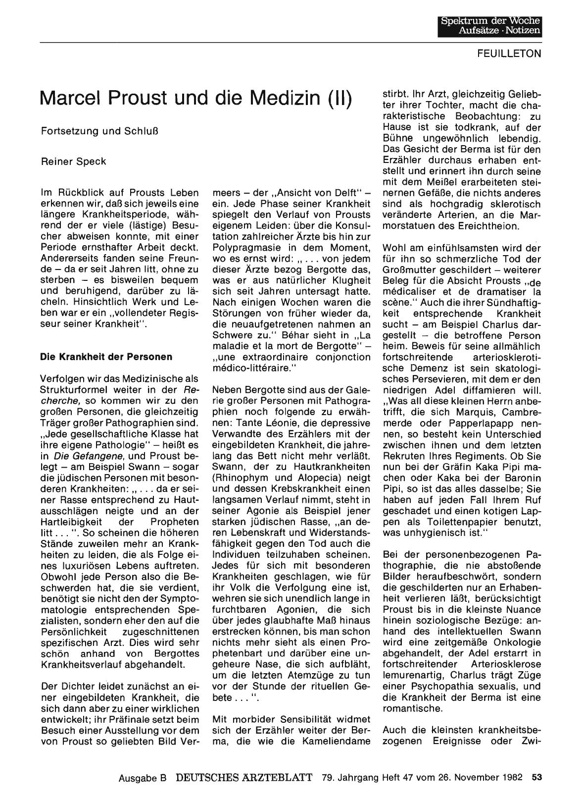 Vorschauseite 1: Marcel Proust und die Medizin (II): Fortsetzung und Schluß