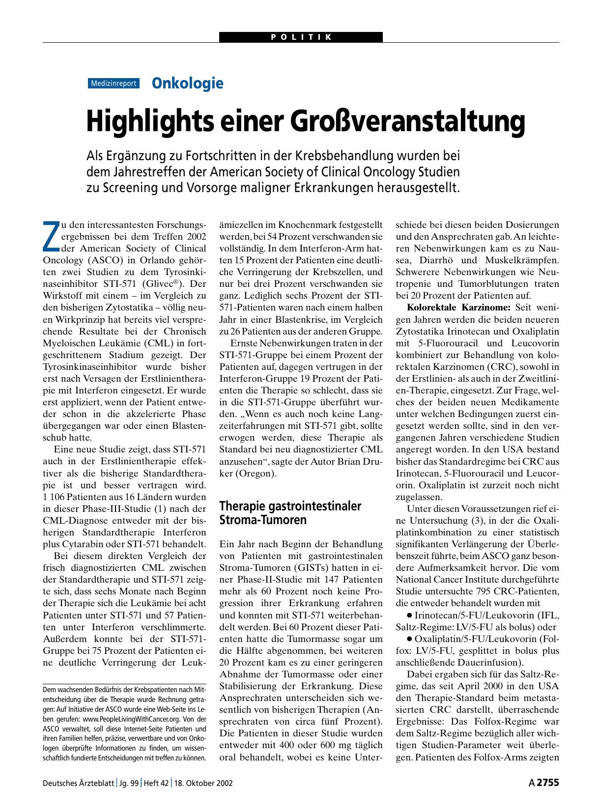 Vorschauseite 1: Onkologie: Highlights einer Großveranstaltung