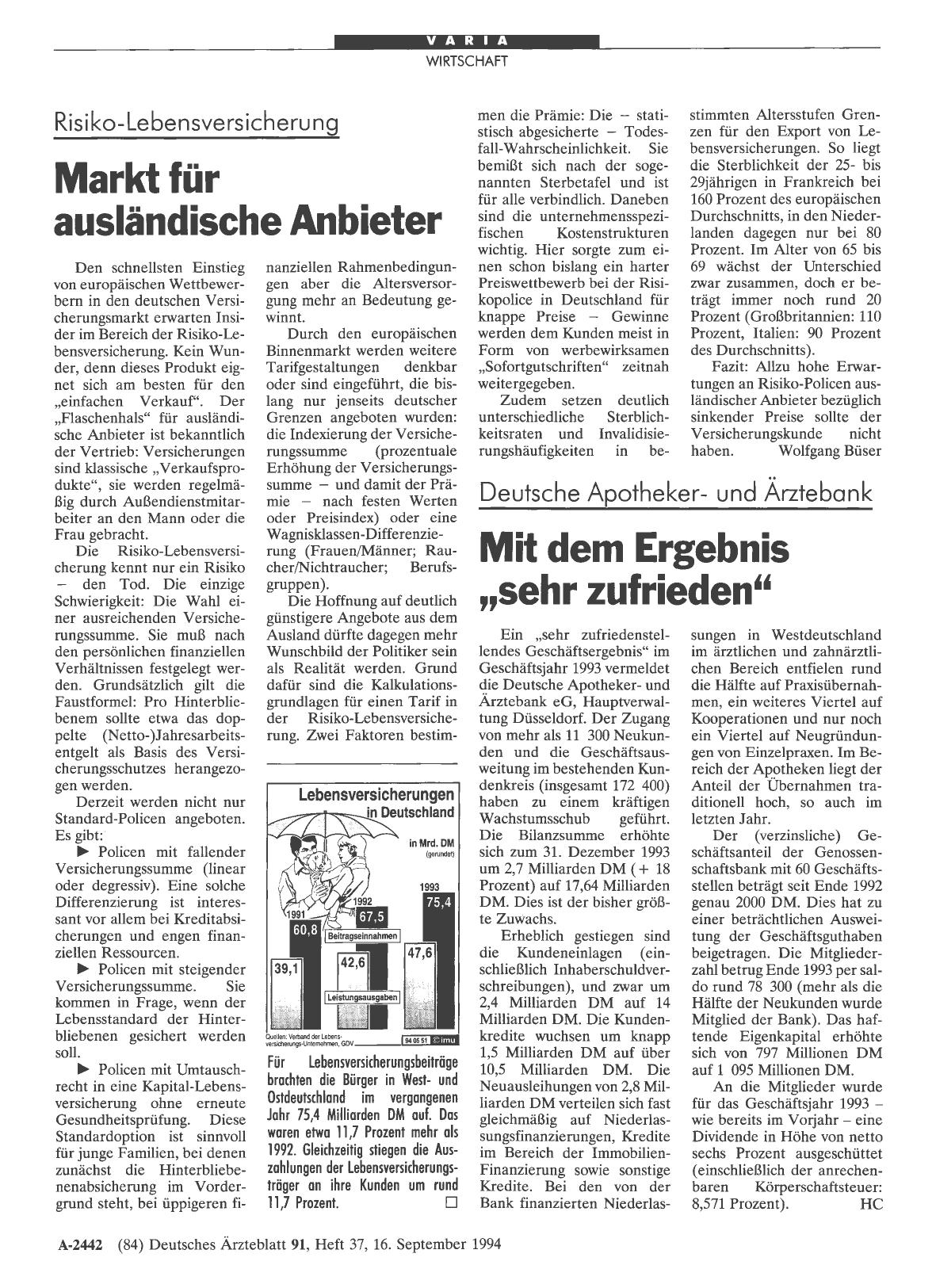 Vorschauseite 1: Risiko-Lebensversicherung: Markt für ausländische Anbieter