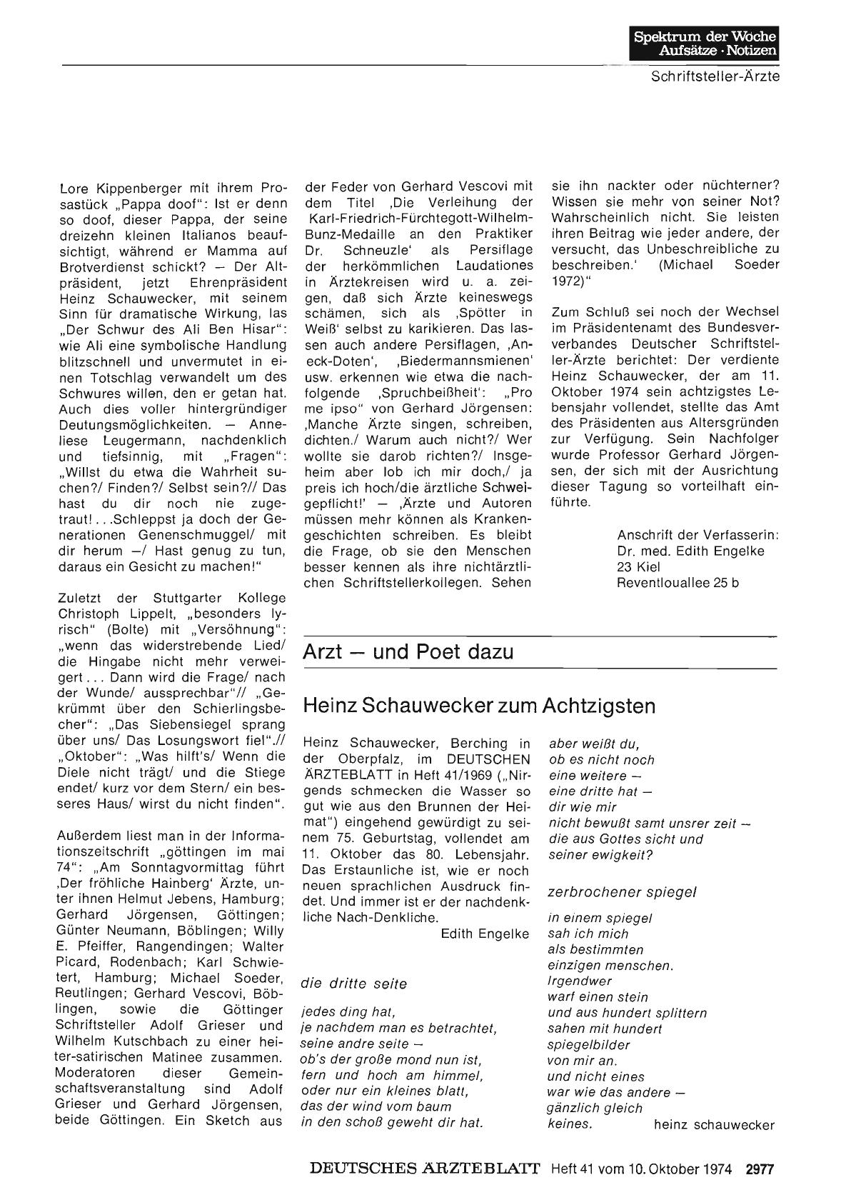 Vorschauseite 1: Heinz Schauwecker zum Achtzigsten