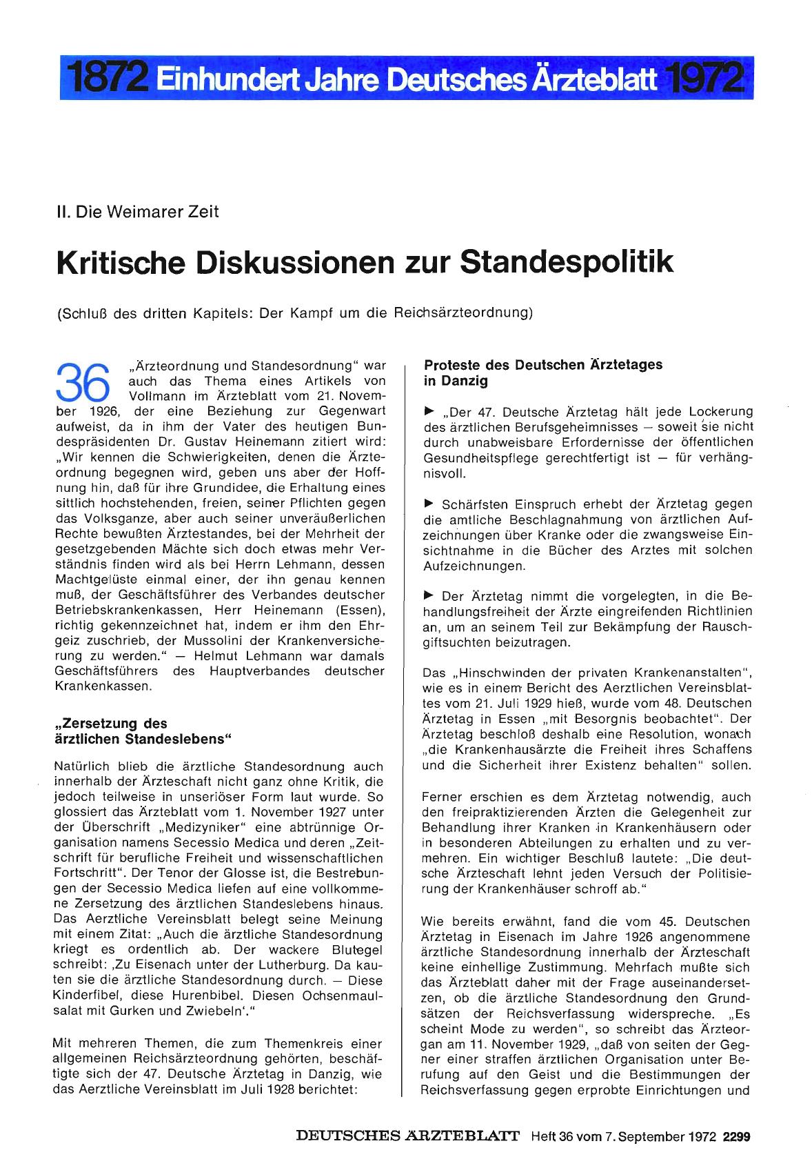Vorschauseite 1: II. Die Weimarer Zeit: Kritische Diskussionen zur Standespolitik