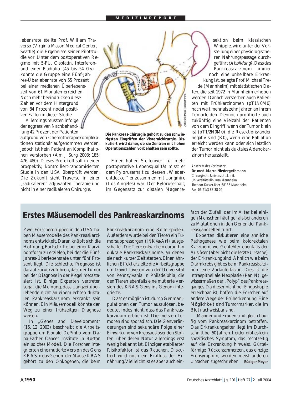 Vorschauseite 1: Erstes Mäusemodell des Pankreaskarzinoms