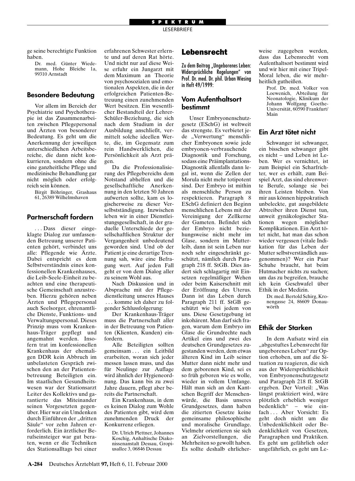 Vorschauseite 1: Lebensrecht: Ethik der Starken
