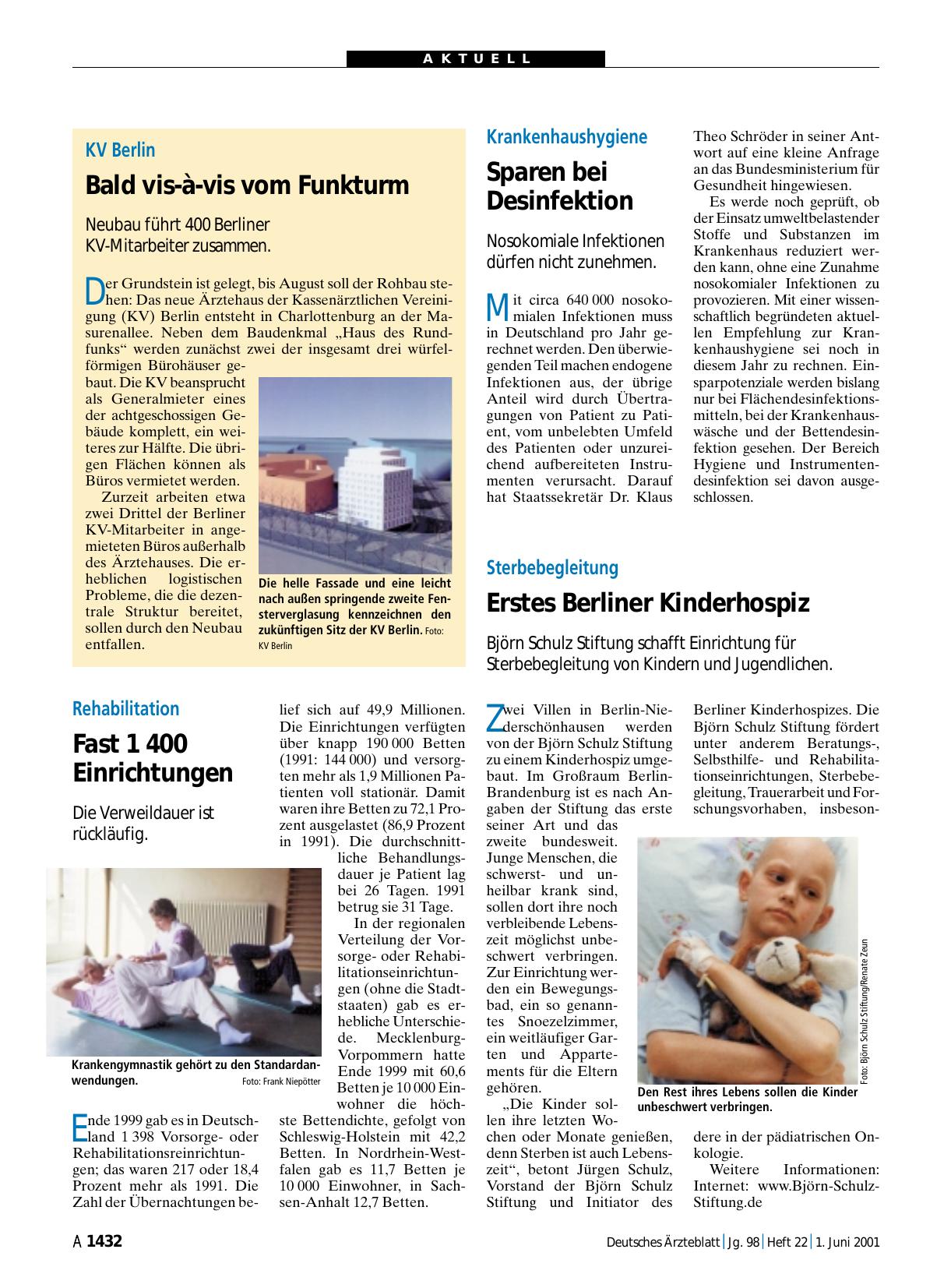 Vorschauseite 1: Rehabilitation: Fast 1 400 Einrichtungen