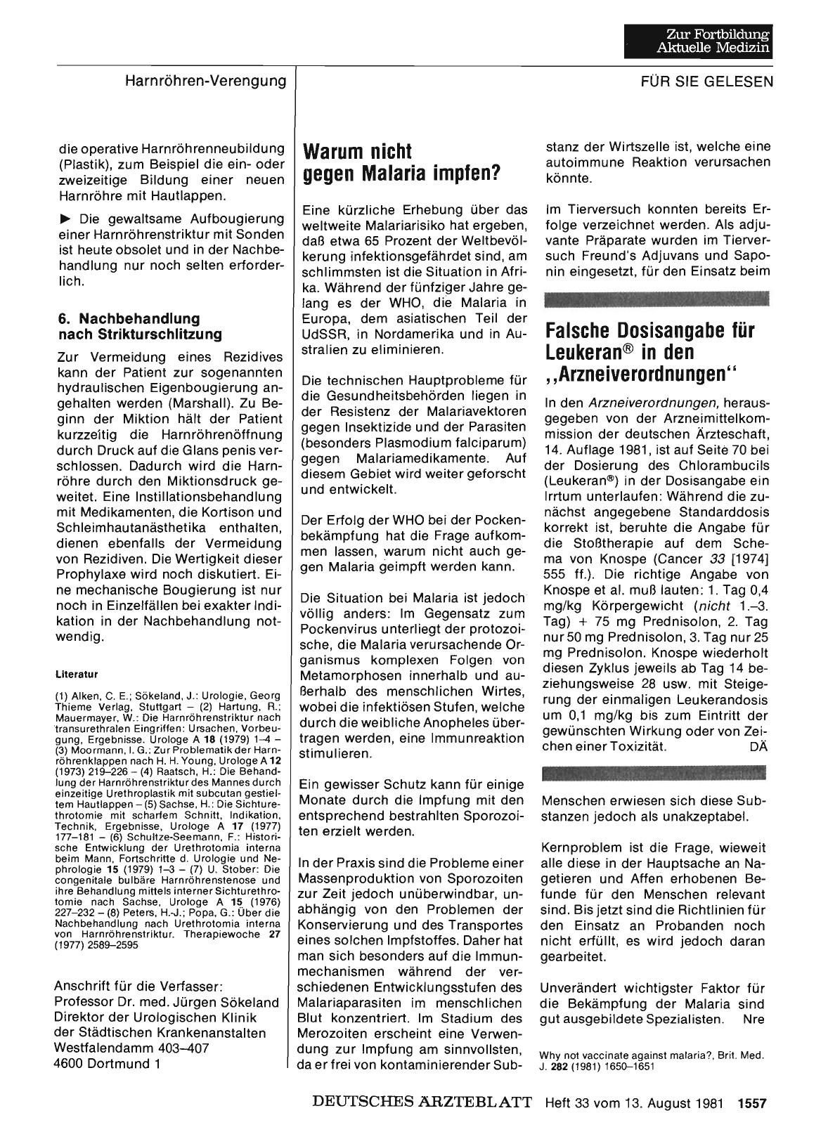 Vorschauseite 1: Falsche Dosisangabe für Leukeran® in den "Arzneiverordnungen"
