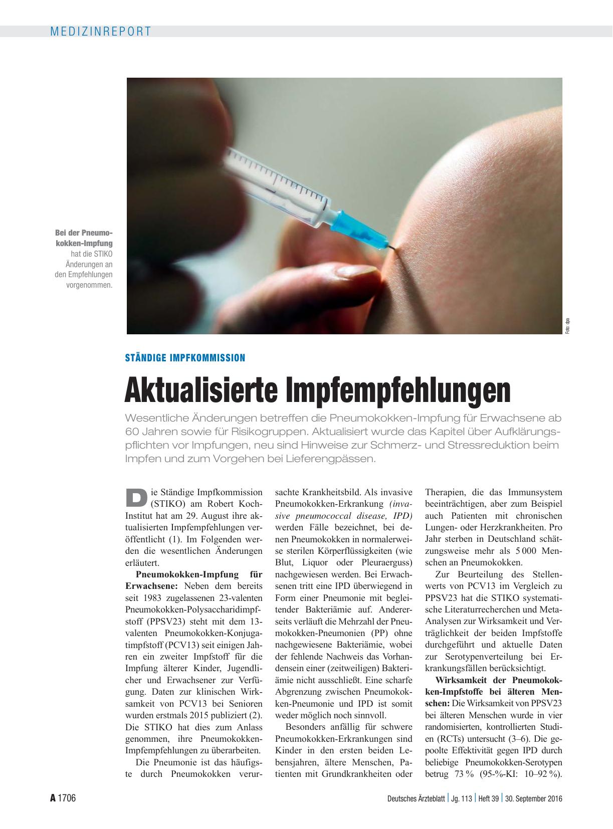 Vorschauseite 1: Ständige Impfkommission: Aktualisierte Impfempfehlungen