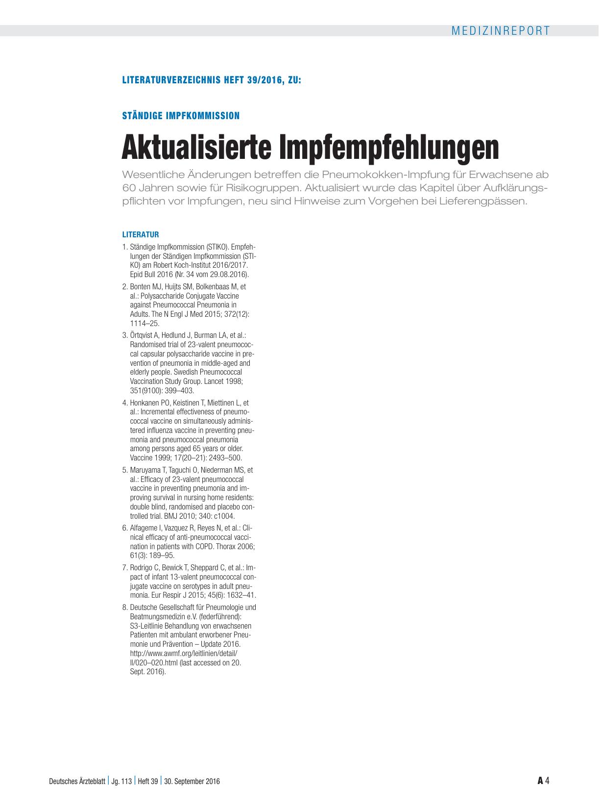Vorschauseite 4: Ständige Impfkommission: Aktualisierte Impfempfehlungen