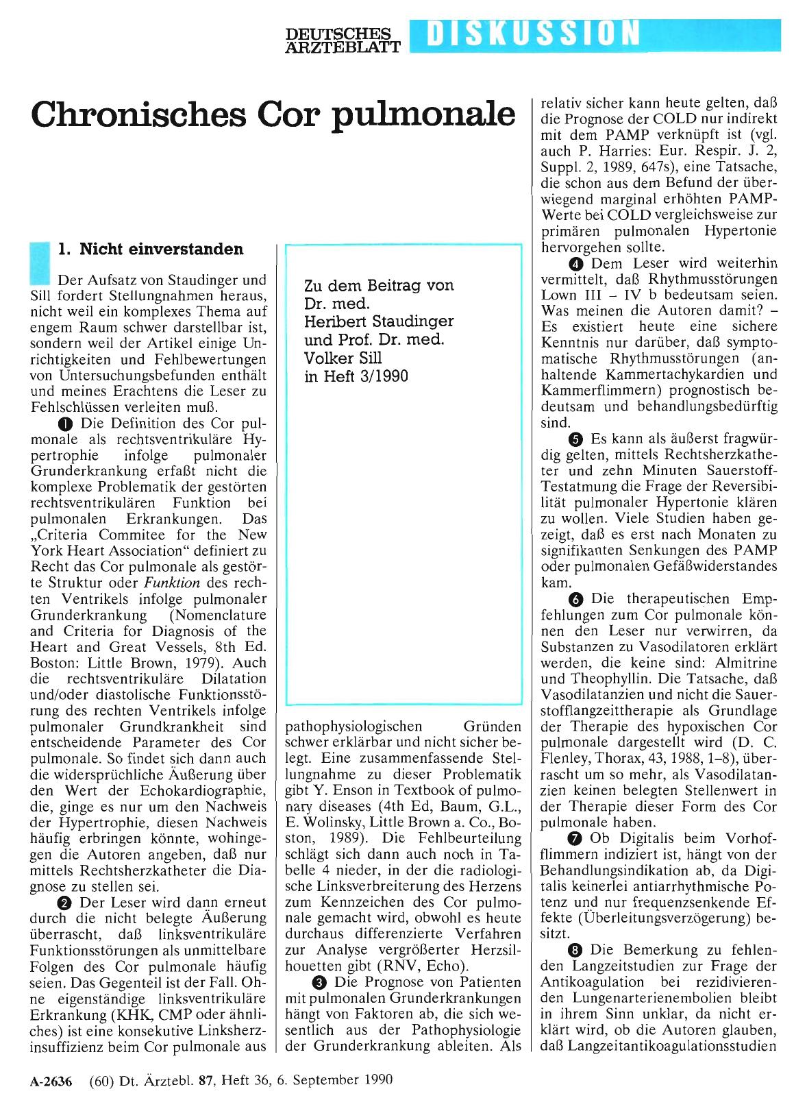 Vorschauseite 1: Chronisches Cor pulmonale: 1. Nicht einverstanden