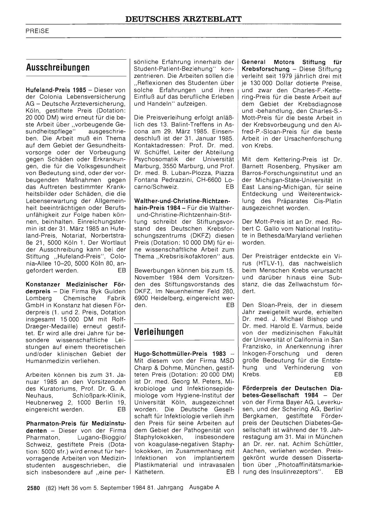 Vorschauseite 1: Verleihungen