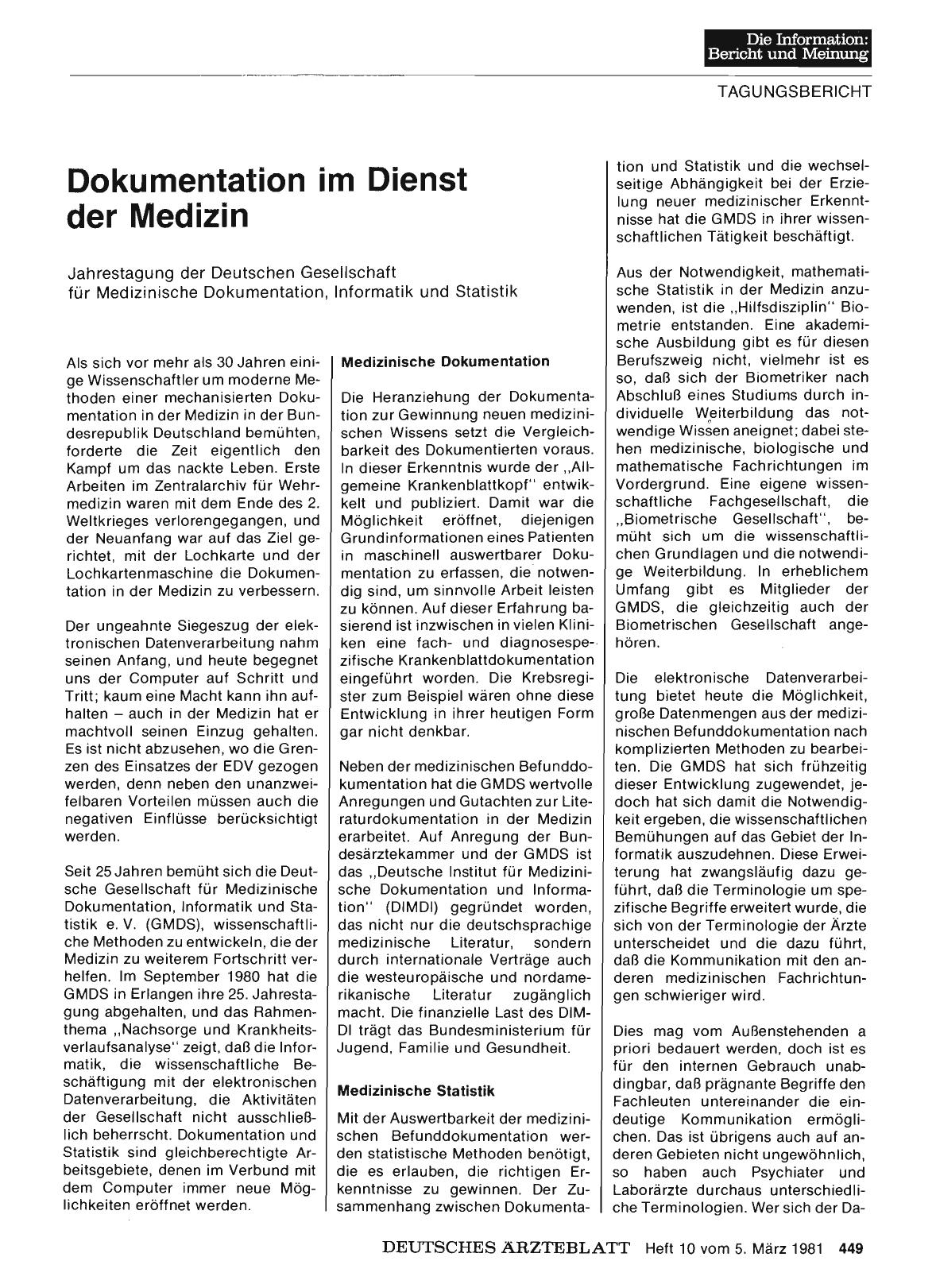 Vorschauseite 1: Dokumentation im Dienst der Medizin