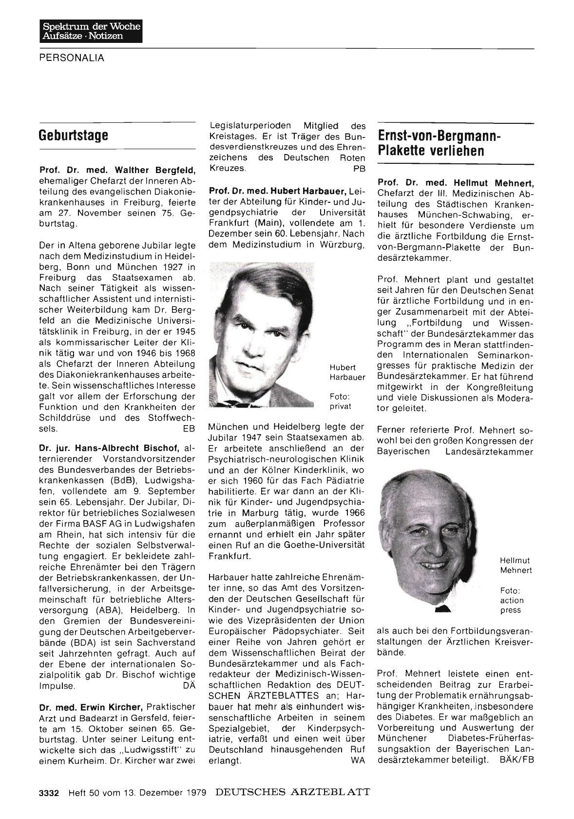 Vorschauseite 1: Ernst-von-Bergmann-Plakette verliehen