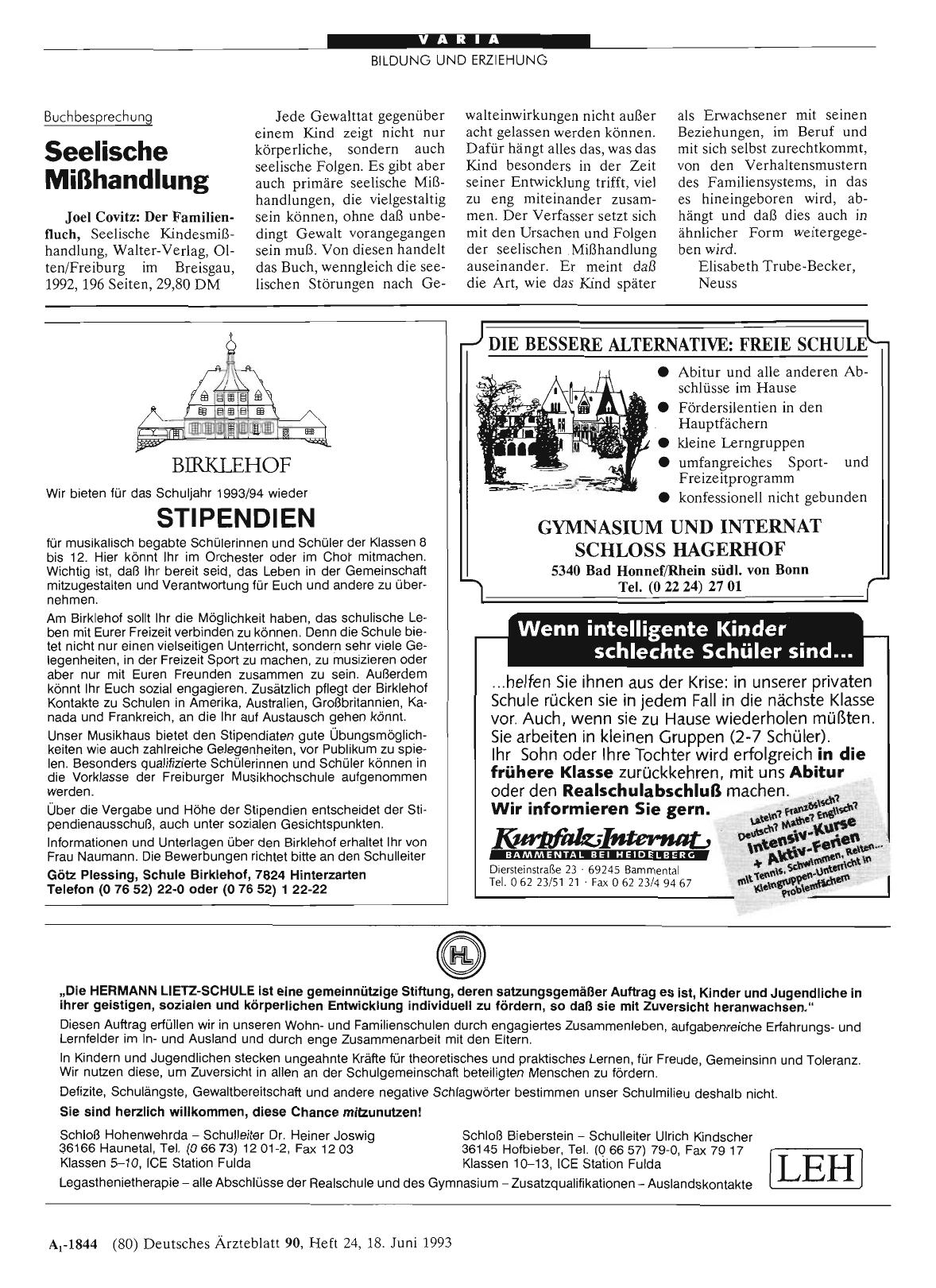 Vorschauseite 1: Buchbesprechung Seelische Mißhandlung