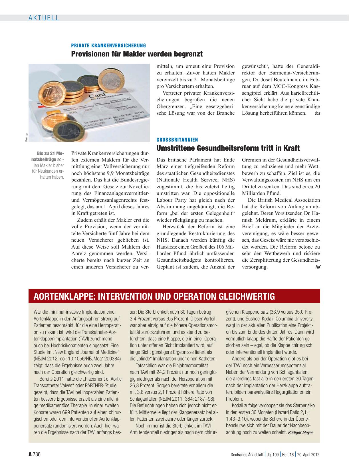 Vorschauseite 1: Aortenklappe: Intervention und Operation gleichwertig