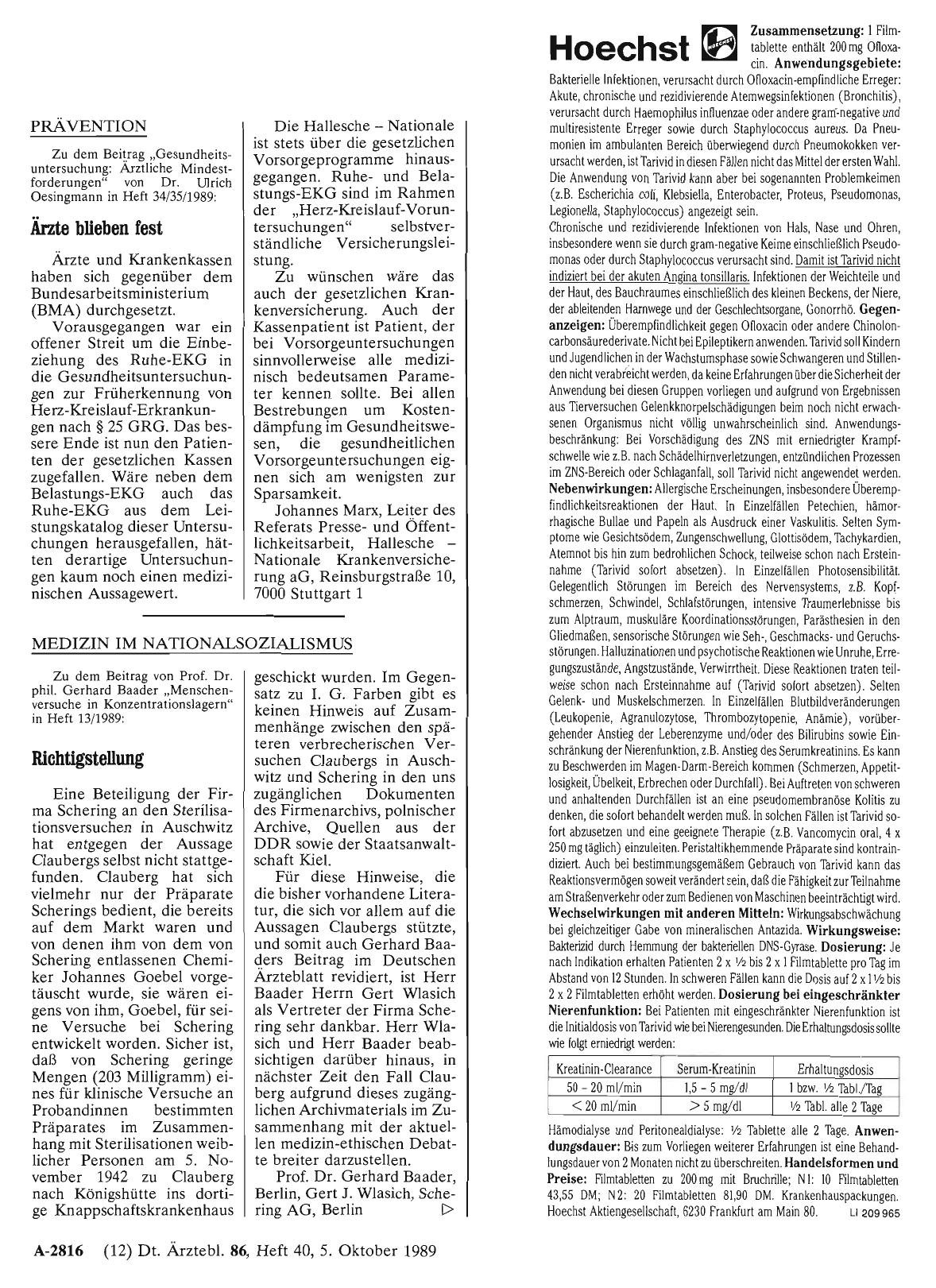 Vorschauseite 1: MEDIZIN IM NATIONALSOZIALISMUS: Richtigstellung