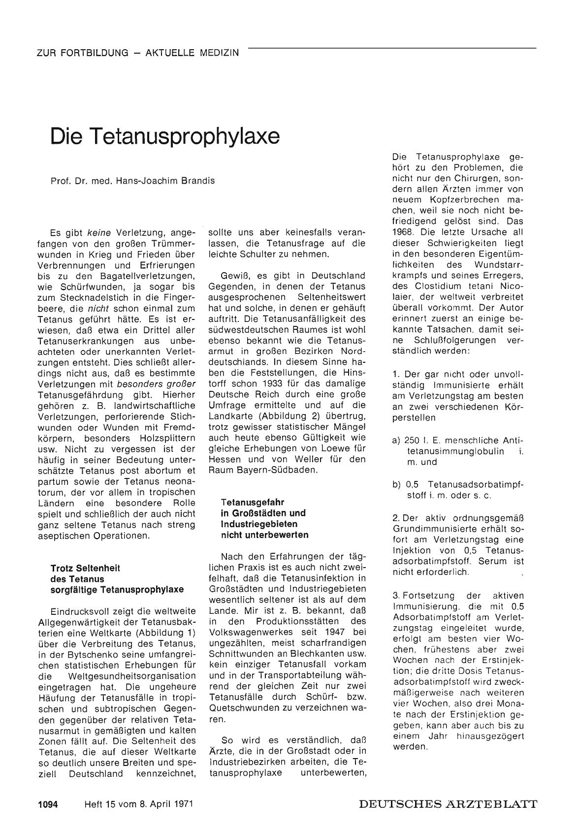 Vorschauseite 1: Die Tetanusprophylaxe