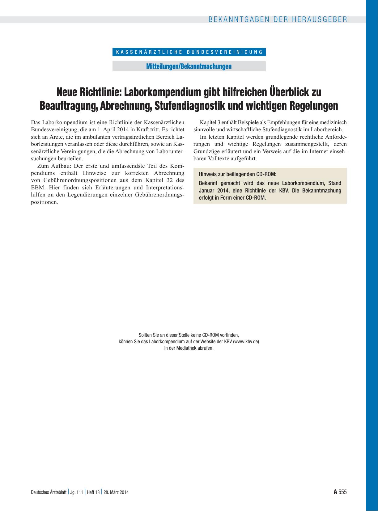 Vorschauseite 1: Neue Richtlinie: Laborkompendium gibt hilfreichen Überblick zu Beauftragung, Abrechnung, Stufendiagnostik und wichtigen Regelungen