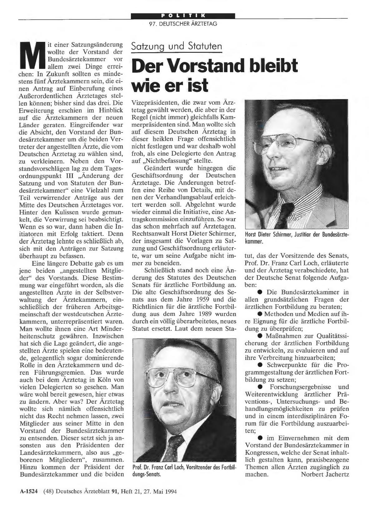 Vorschauseite 1: Satzung und Statuten: Der Vorstand bleibt wie er ist