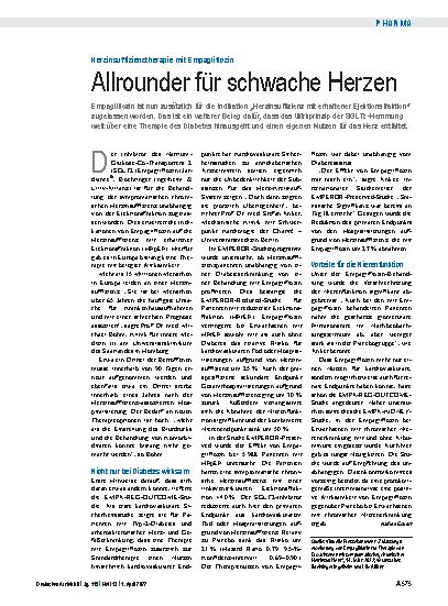 Vorschauseite 1: Herzinsuffizienztherapie mit Empagliflozin: Allrounder für schwache Herzen