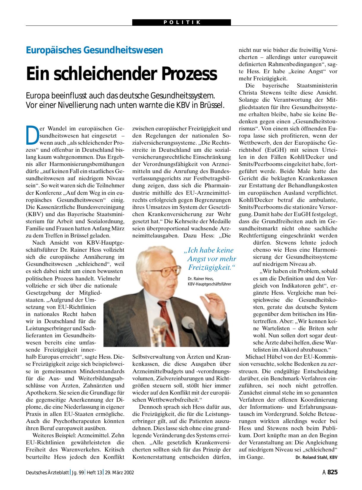 Vorschauseite 1: Europäisches Gesundheitswesen: Ein schleichender Prozess