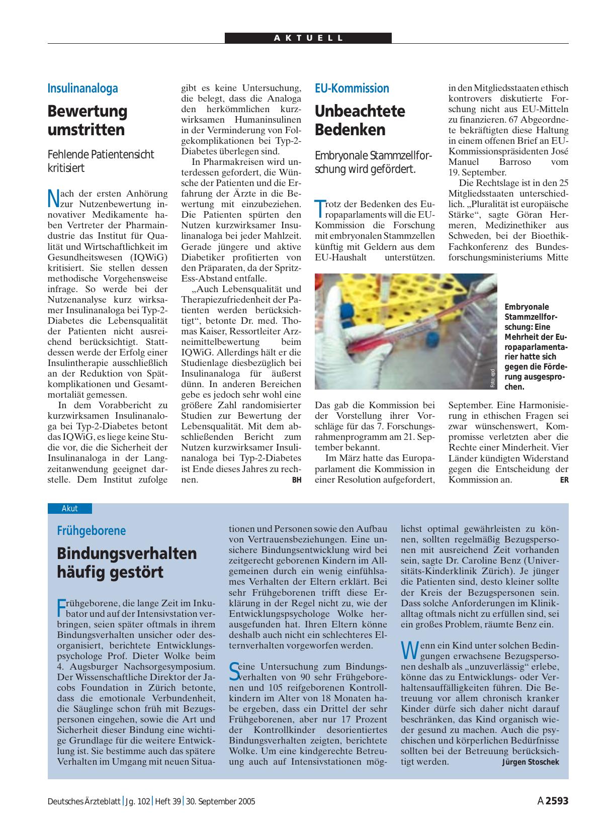 Vorschauseite 1: Insulinanaloga: Bewertung umstritten