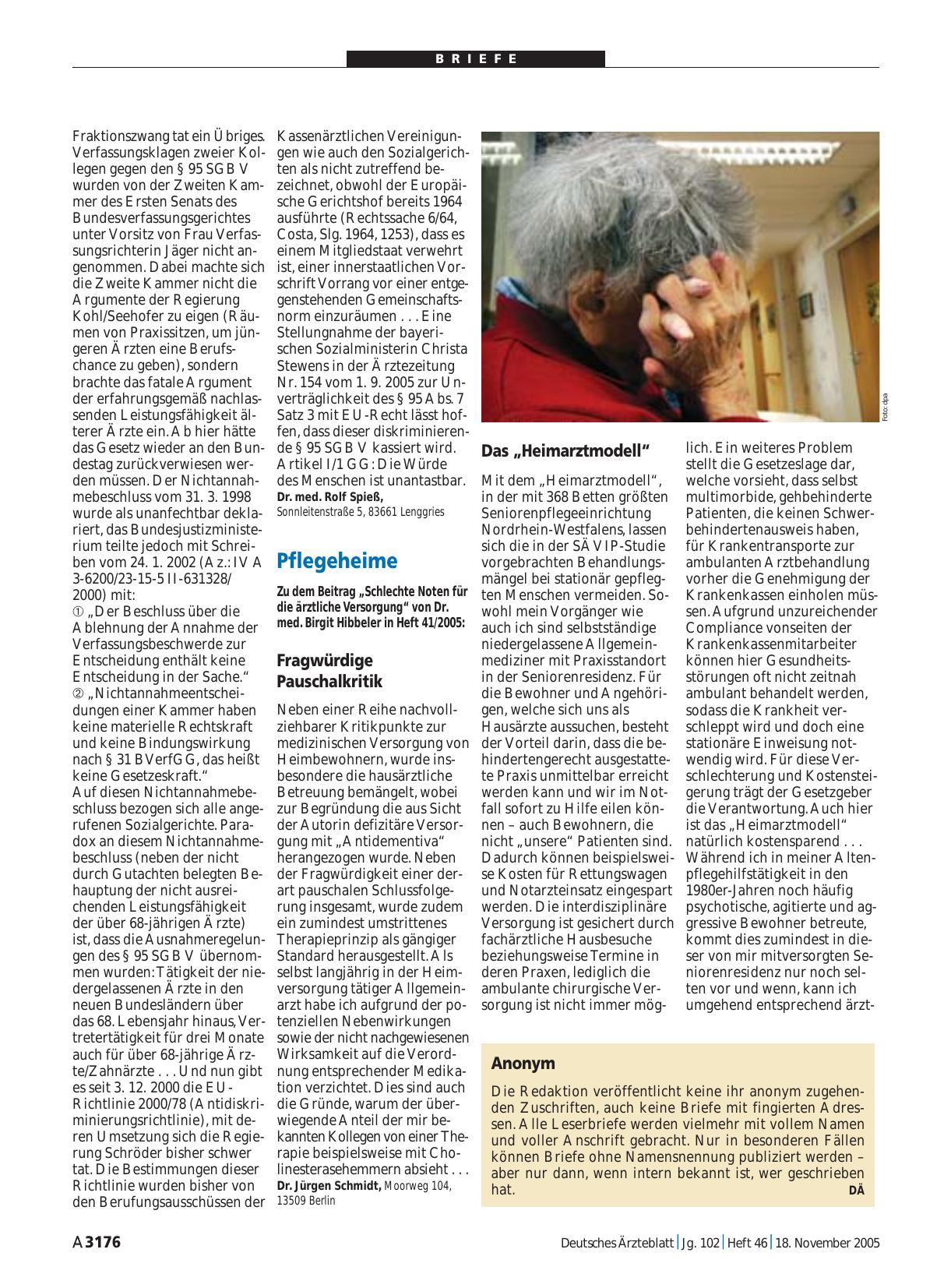 Vorschauseite 1: Pflegeheime: Fragwürdige Pauschalkritik