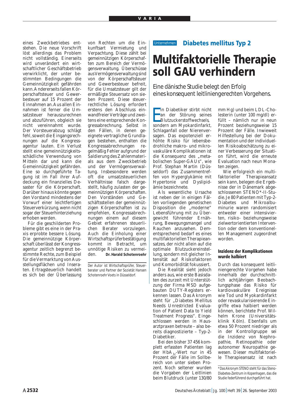 Vorschauseite 1: Diabetes mellitus Typ 2: Multifaktorielle Therapie soll GAU verhindern