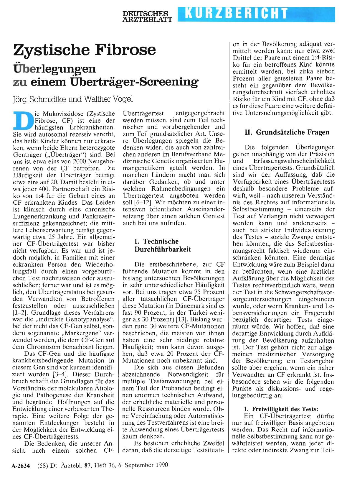 Vorschauseite 1: Zystische Fibrose: Überlegungen zu einem überträger-Screening
