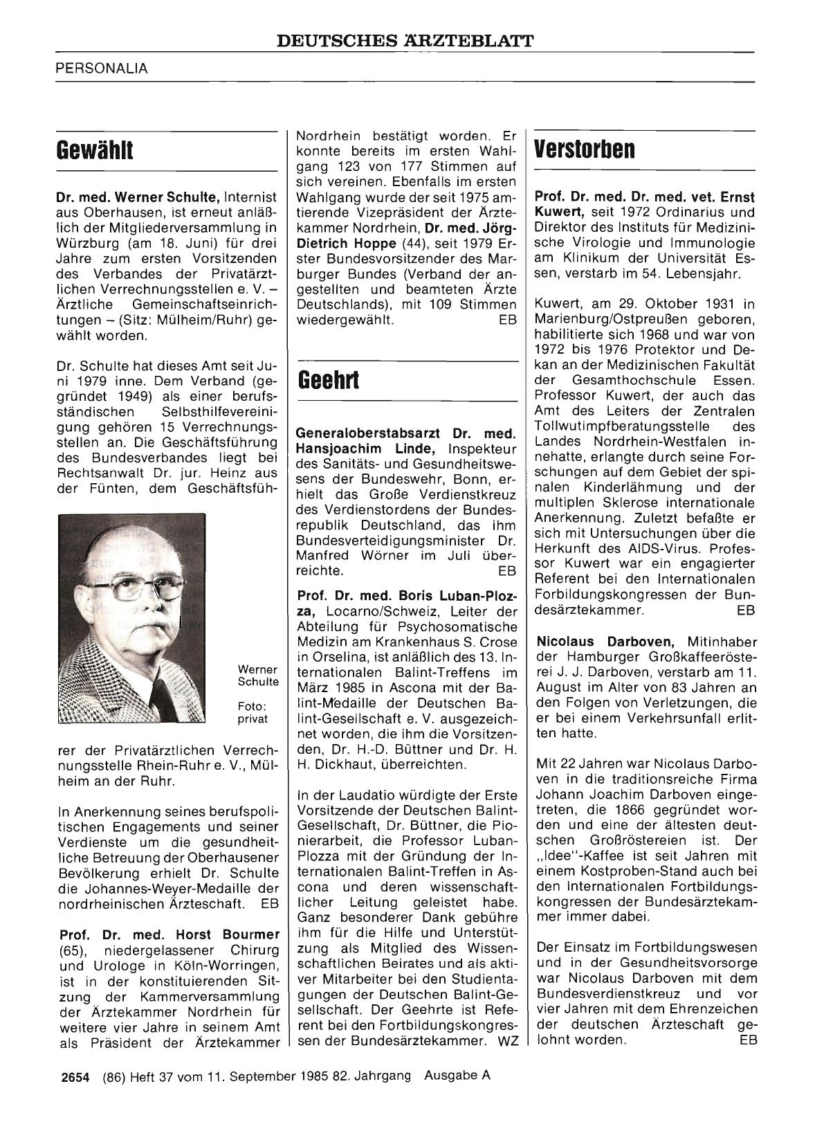 Vorschauseite 1: Geehrt: Generaloberstabsarzt Dr. med. Hansjoachim Linde