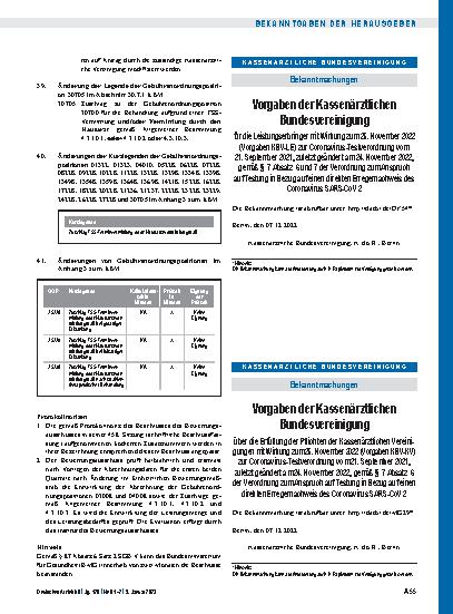 Vorschauseite 1: Vorgaben der Kassenärztlichen Bundesvereinigung für die Leistungserbringer mit Wirkung zum 25. November 2022 (Vorgaben KBV-LE) zur Coronavirus-Testverordnung