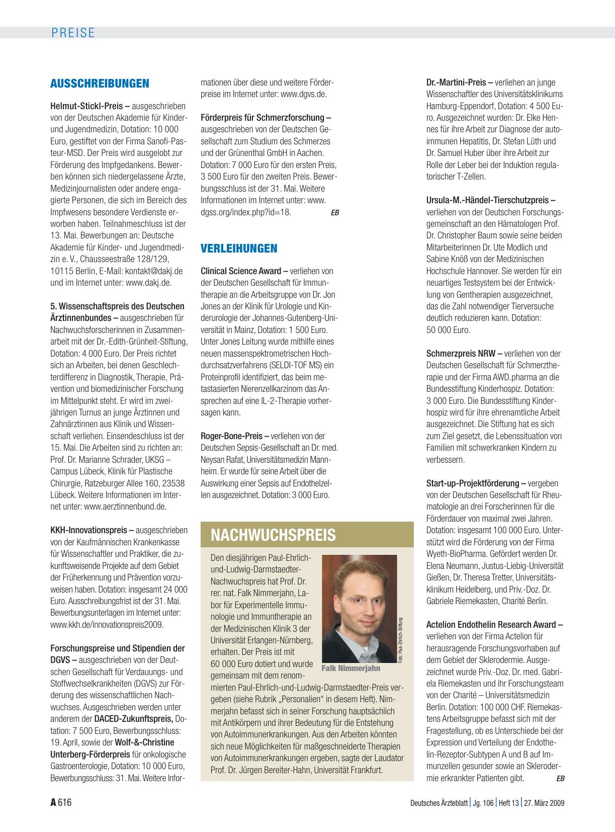 Vorschauseite 1: Verleihungen
