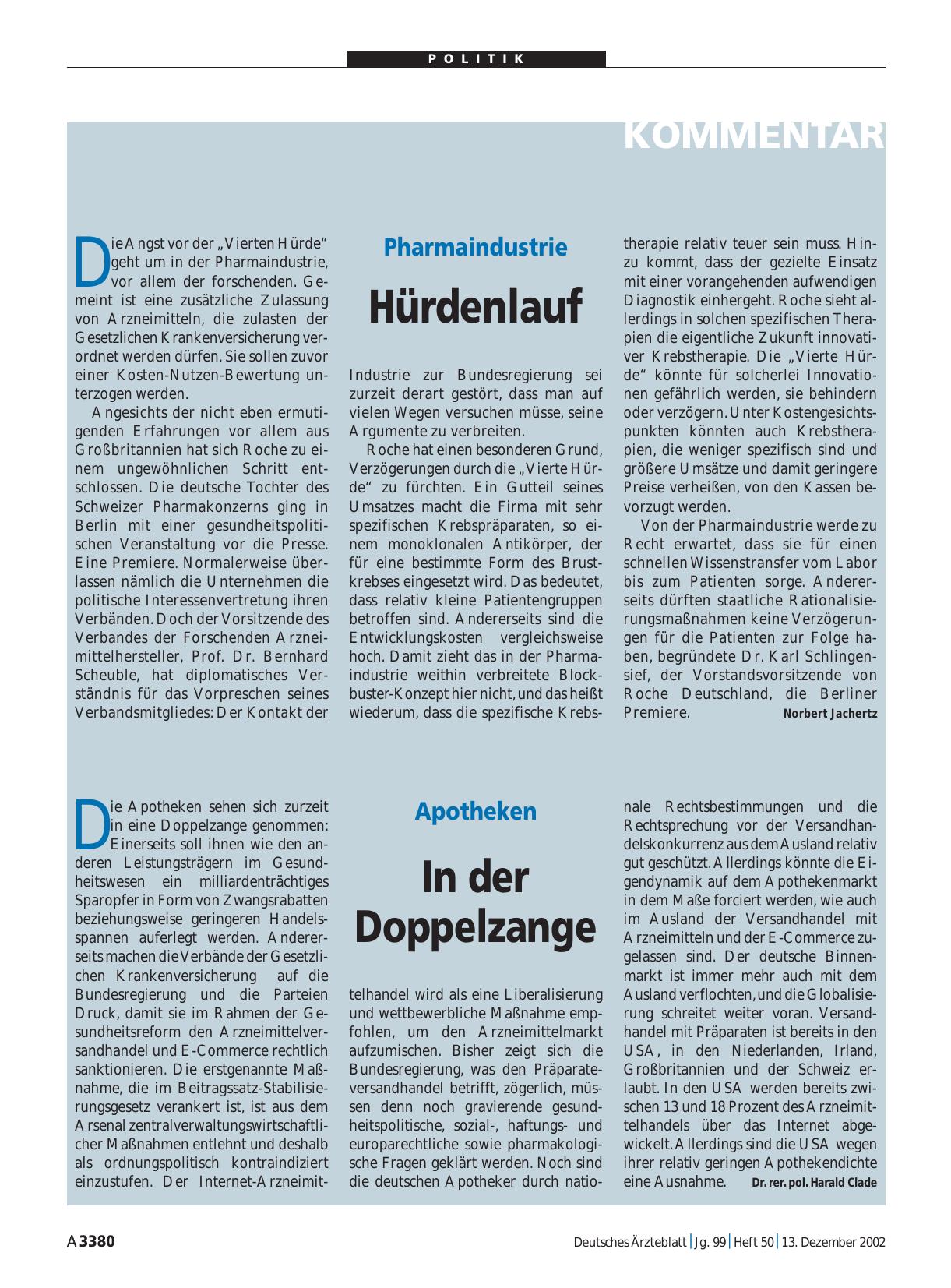 Vorschauseite 1: Apotheken: In der Doppelzange