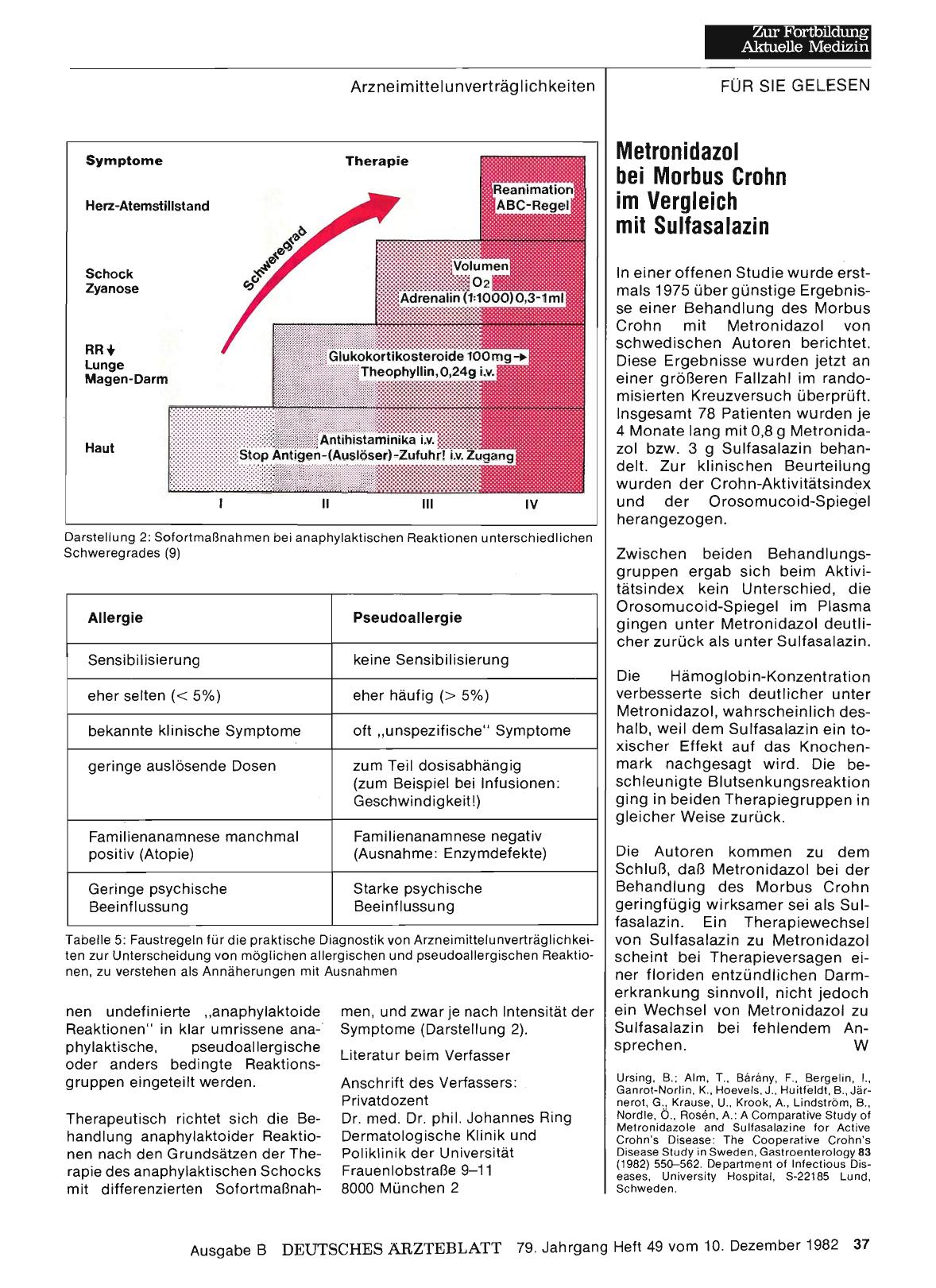 Vorschauseite 1: Metronidazol bei Morbus Crohn im Vergleich mit Sulfasalazin
