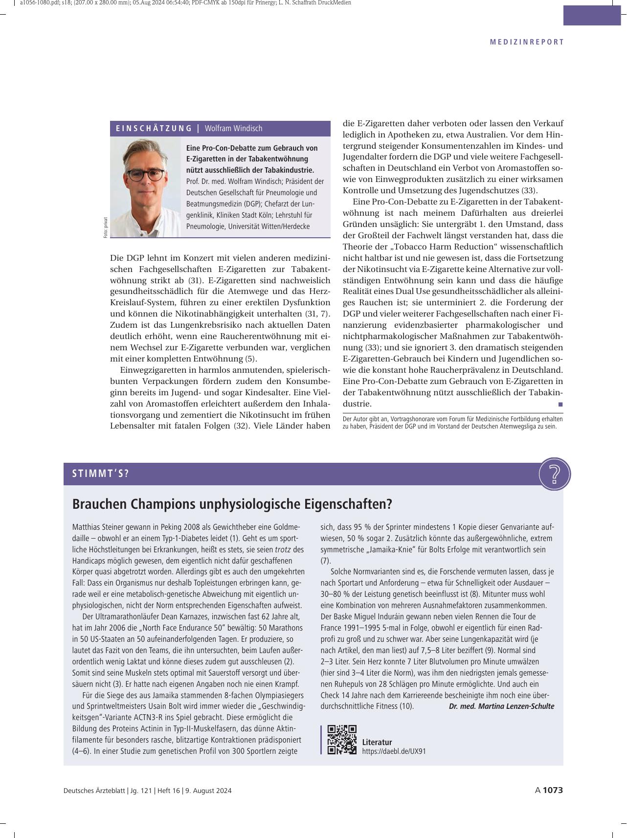 Vorschauseite 1: Brauchen Champions unphysiologische Eigenschaften?