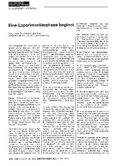 Vorschauseite 1: Eine Experimentierphase beginnt