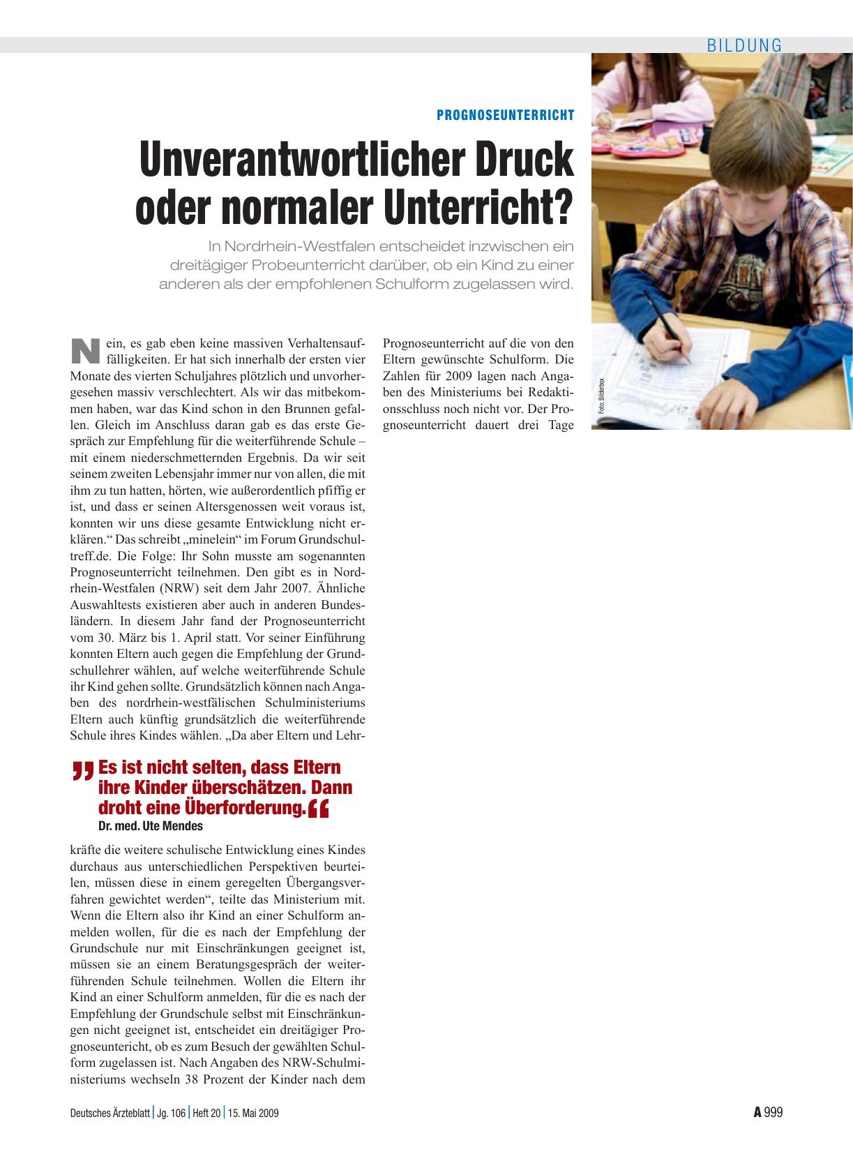 Vorschauseite 1: Prognoseunterricht: Unverantwortlicher Druck oder normaler Unterricht?