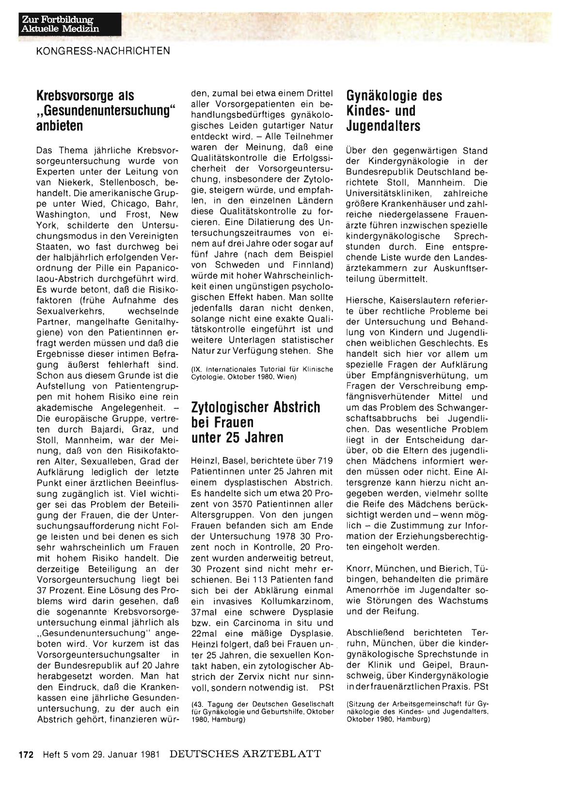 Vorschauseite 1: Zytologischer Abstrich bei Frauen unter 25 Jahren