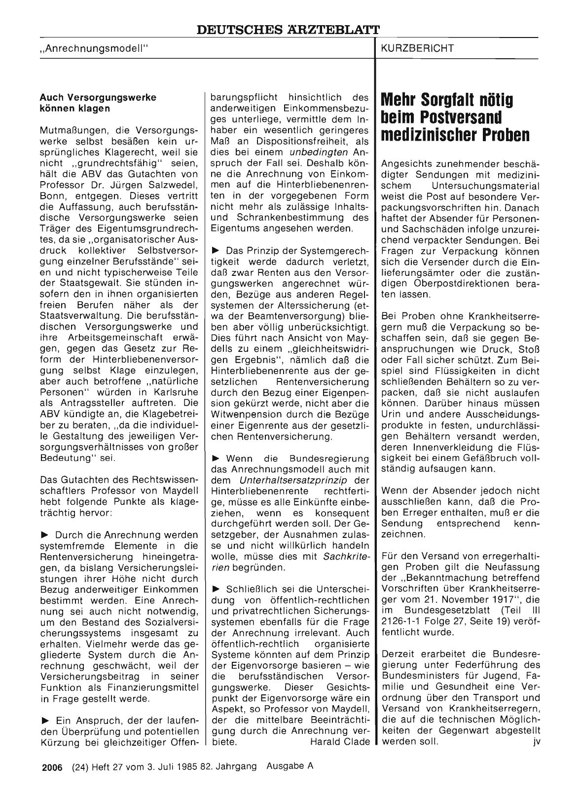 Vorschauseite 1: Mehr Sorgfalt nötig beim Postversand medizinischer Proben