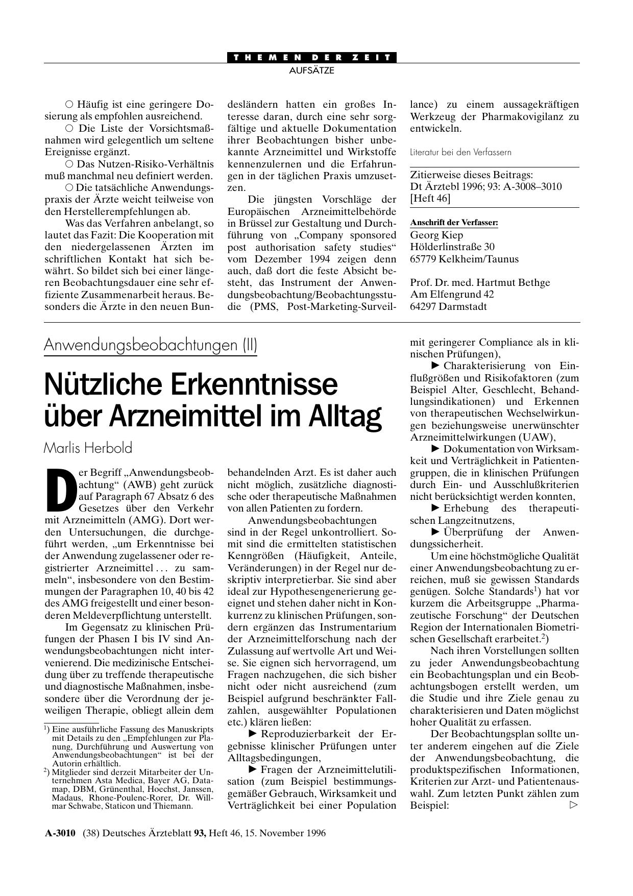 Vorschauseite 1: Anwendungsbeobachtungen (II): Nützliche Erkenntnisse über Arzneimittel im Alltag
